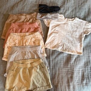 Easy Peasy Bundle Set of 5 Casual Shorts with Shirt and Bows